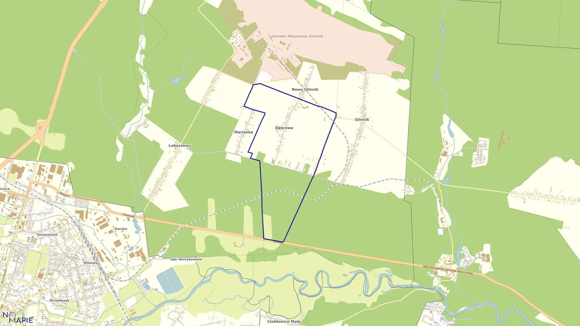 Mapa obrębu DĄBROWA w gminie Lubochnia