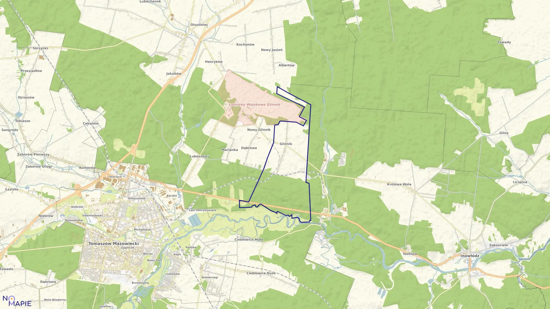 Mapa obrębu GLINNIK NOWY w gminie Lubochnia