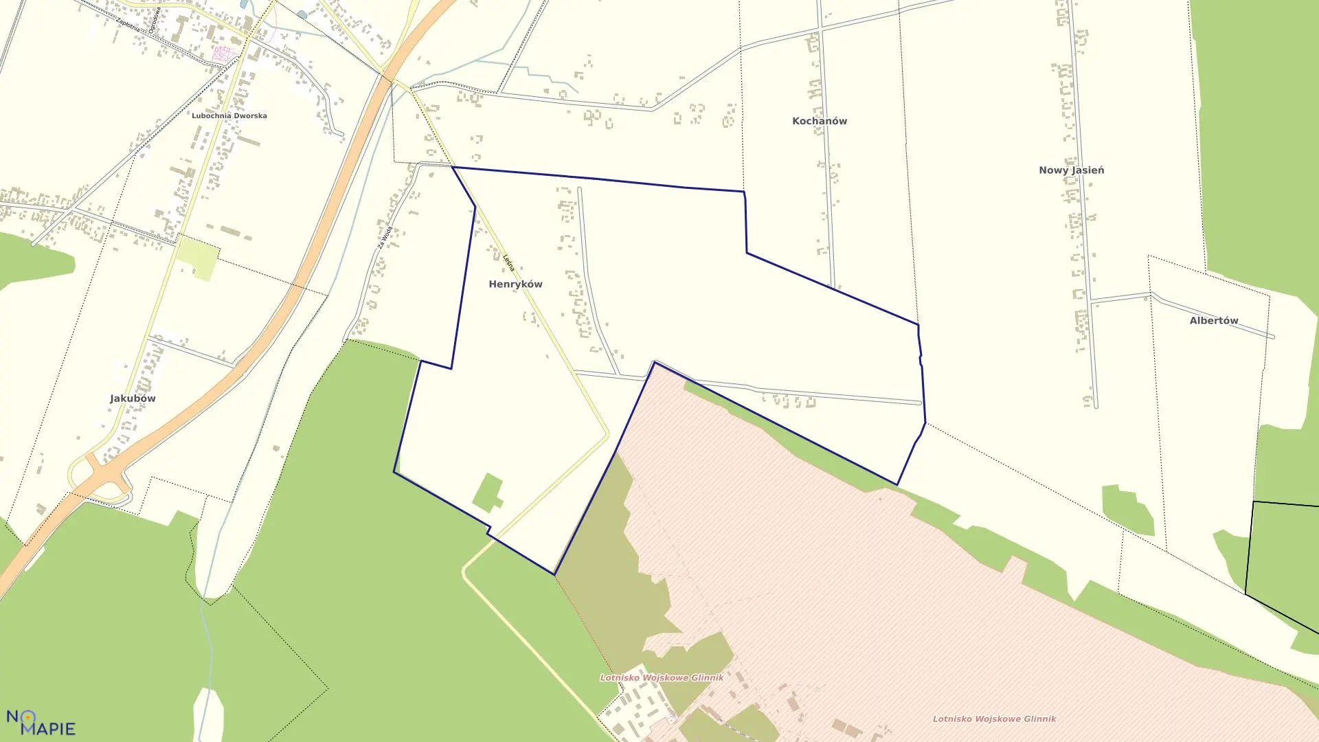 Mapa obrębu HENRYKÓW w gminie Lubochnia