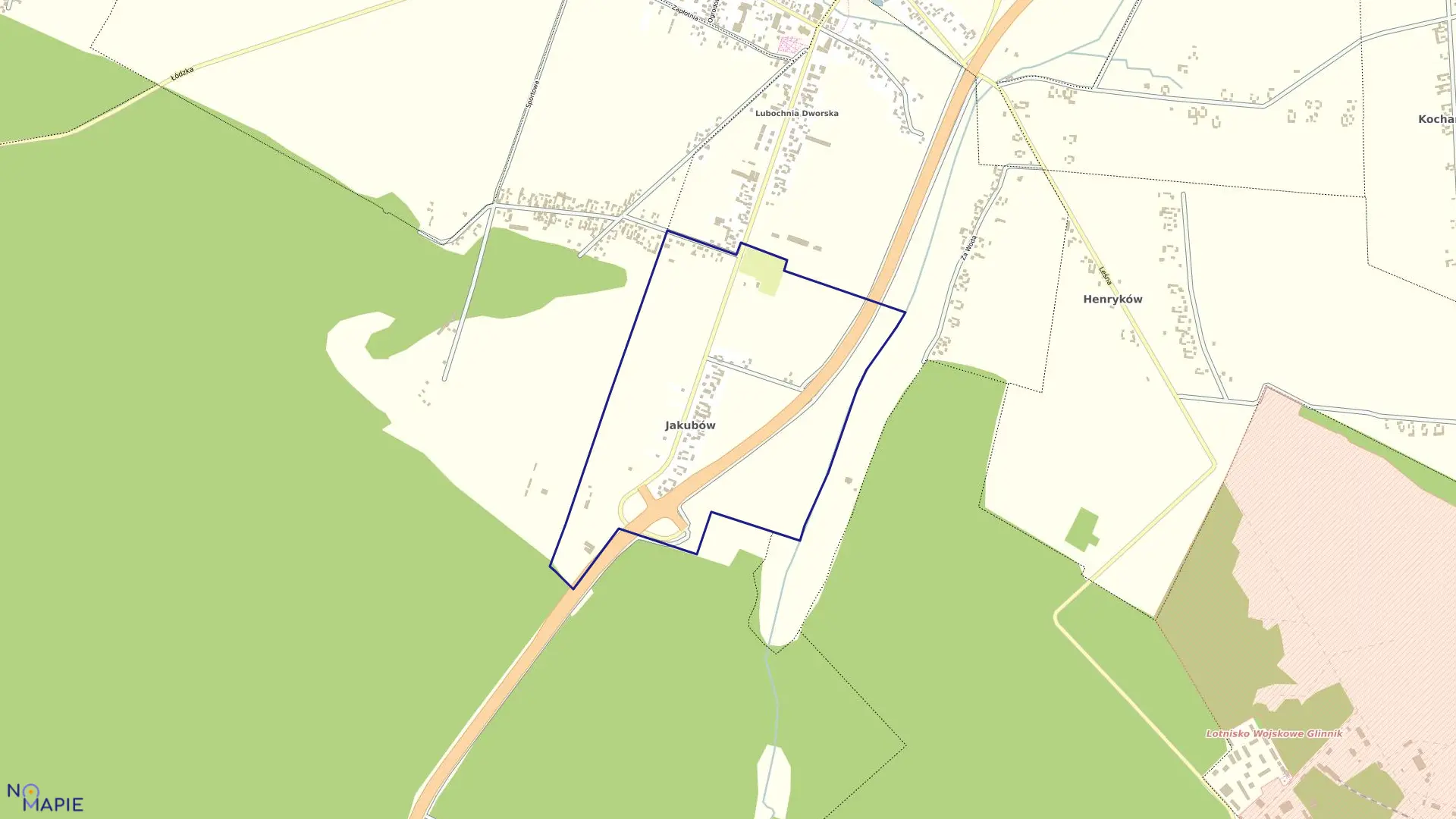 Mapa obrębu JAKUBÓW w gminie Lubochnia