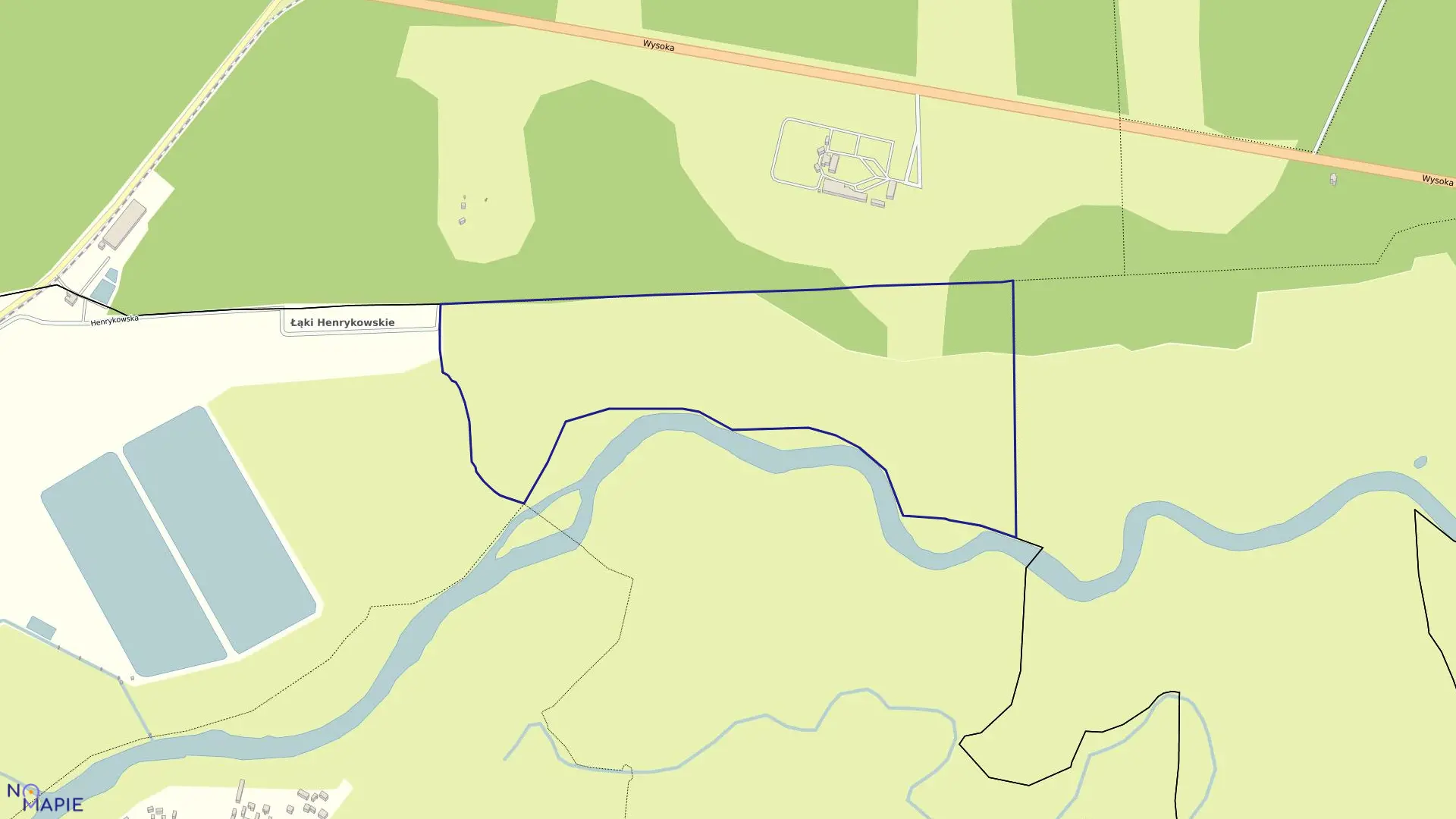 Mapa obrębu ŁĄKI HENRYKOWSKIE w gminie Lubochnia